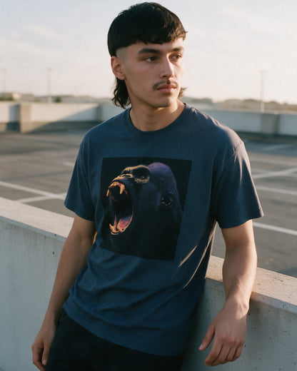 Wild Fury Kong T-Shirt in Heather Navy worn on the street — Urban Kong