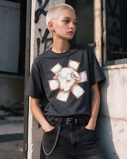 Wild Lamb T-Shirt in Dark Heather worn on the street — Urban Kong