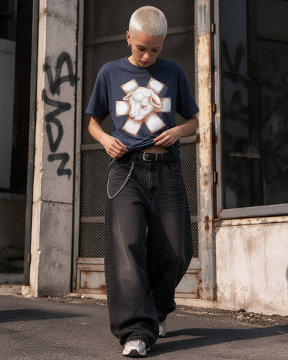 Wild Lamb T-Shirt in Heather Navy worn on the street — Urban Kong