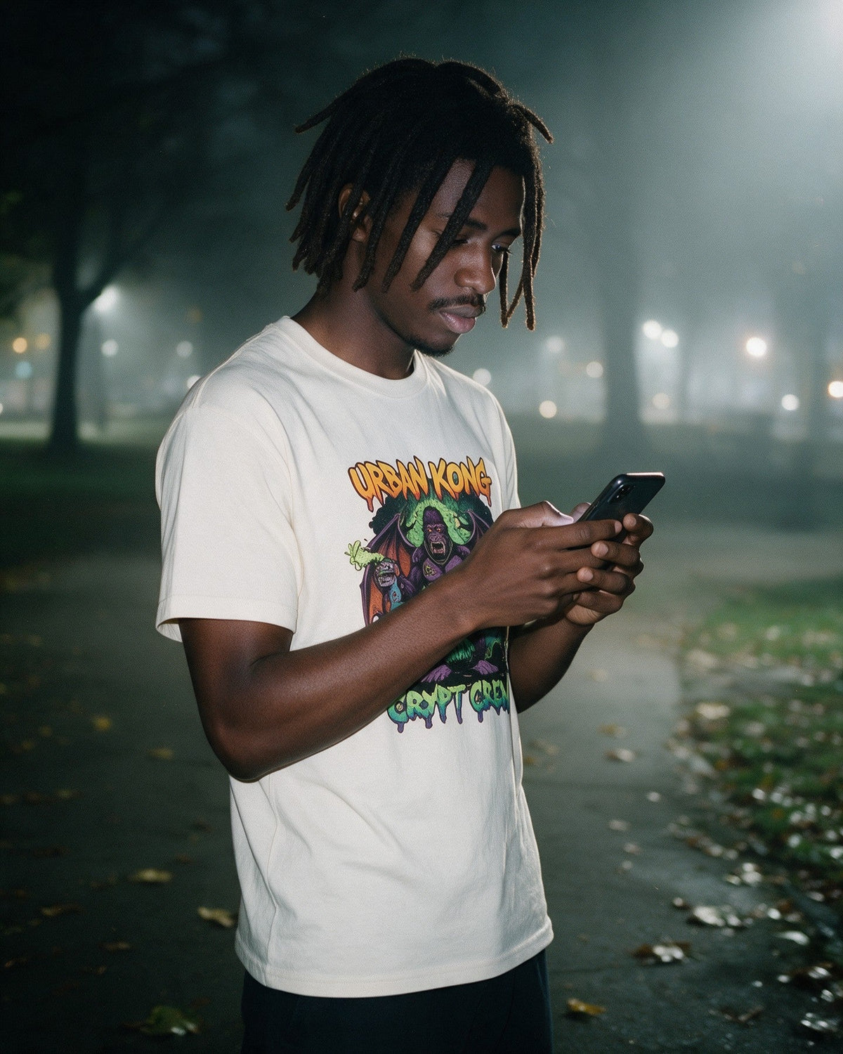 Zombie Bat Kong T-Shirt in Natural worn on the street — Urban Kong
