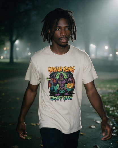 Zombie Bat Kong T-Shirt in Sand worn on the street — Urban Kong