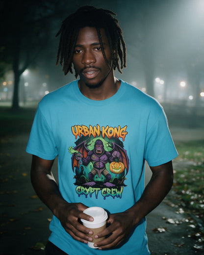 Zombie Bat Kong T-Shirt in Tropical Blue worn on the street — Urban Kong