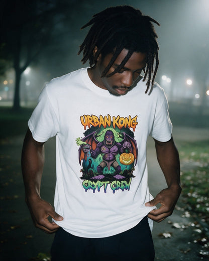 Zombie Bat Kong T-Shirt in White worn on the street — Urban Kong