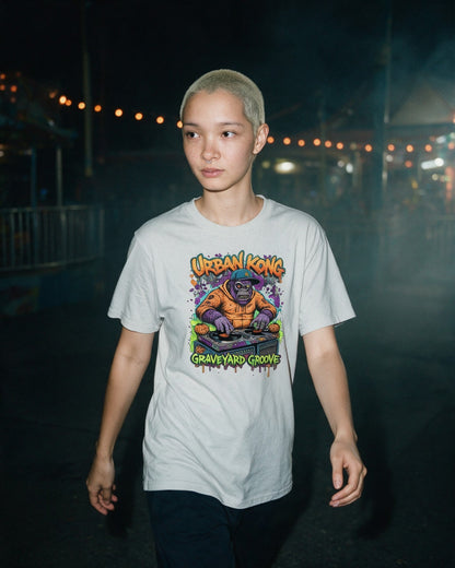 Zombie DJ T-Shirt worn on the street — Urban Kong
