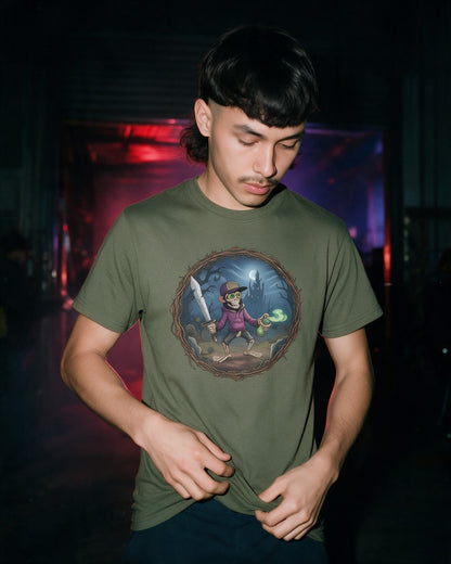 Zombie Warrior T-Shirt in Military Green worn on the street — Urban Kong