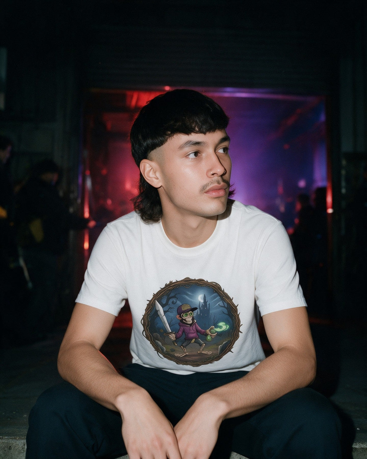 Zombie Warrior T-Shirt in Natural worn on the street — Urban Kong
