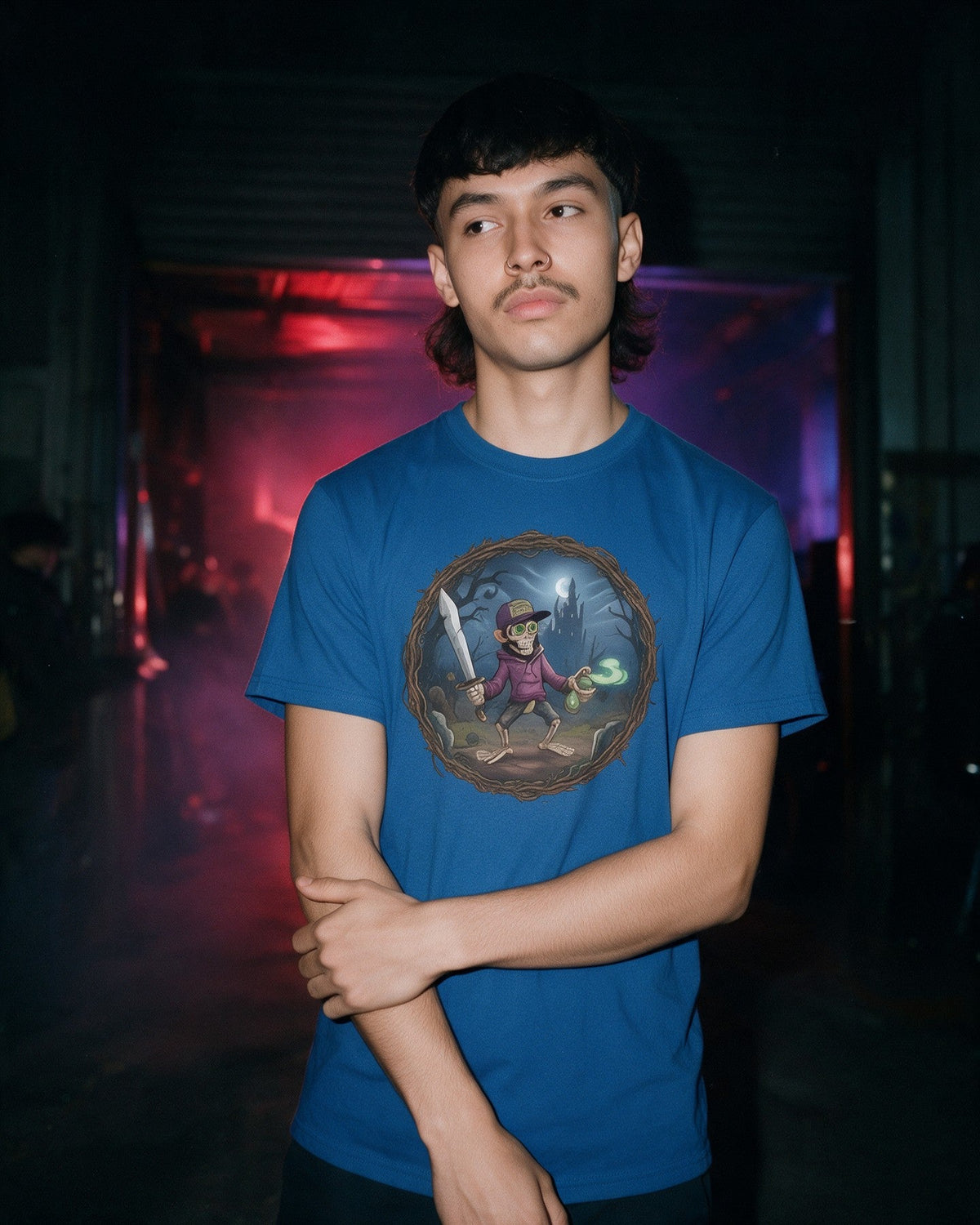 Zombie Warrior T-Shirt in Royal worn on the street — Urban Kong